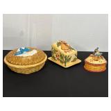 Set of Three Decorative Ceramic Containers