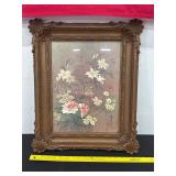 Framed Floral Artwork With Decorative Frame