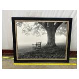 Framed Black-And-White Tree Photograph Art