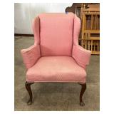 Pink Upholstered Wingback Chair