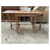 Wooden Drop-Leaf Table with Turned Legs