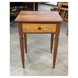 Wooden Side Table With Drawer and Turned Legs