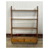 Wall-Mounted Wooden Shelf Unit with Drawers