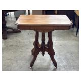 Wooden Accent Table with Decorative Base