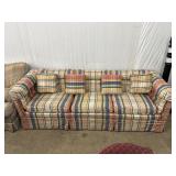 Simmons Upholstered Plaid Sofa with Cushions