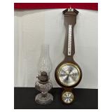 Decorative Weather Barometer and Oil Lamp
