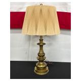 Brass Table Lamp With Pleated Shade