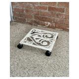 Vintage Metal Plant Stand with Wheels