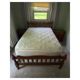 Full Size Wooden Bed Frame with Mattress