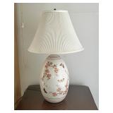 Floral Ceramic Table Lamp With Pleated Shade
