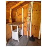 White Wooden Table w Umbrella & Base