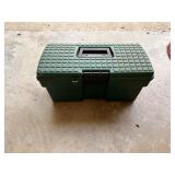 Green Plastic Toolbox with Mixed Tools