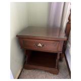 Wooden Nightstand With Glass Top