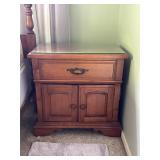 Wooden Nightstand With Glass Top