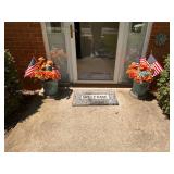 Planter Pots with Flags and Welcome Rug