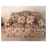 Floral Upholstered Loveseat with Accent Pillows
