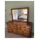 Wooden Dresser with Mirror and Drawers