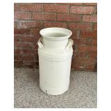 Vintage White Metal Milk Can with Handles