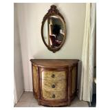 Ornate Mirror and Wood Sideboard Set