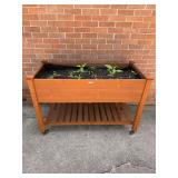Wooden Elevated Garden Planter Box on Wheels
