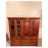 Wood Entertainment and Display Cabinet w TV