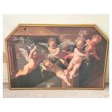 Framed Cherubic Artwork with Gilded Trim