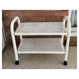 White Two-Tier Metal Rolling Cart