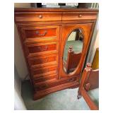 Wooden Dresser With Mirror and Storage