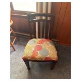 Wooden Chair with Floral Upholstered Seat