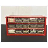 Red Metal Storage Cabinet With Drawers