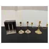 Silver and Brass Candlesticks