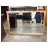 Wood-Framed Mirror with Hanging Hooks