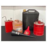 Vintage Gas Cans and Funnels