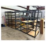 Six Metal Shelving Units w/ Wood Shelves