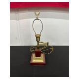 Brass Table Lamp With Wooden Base