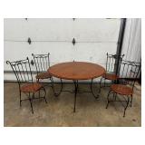 Wood and Metal Dining Set With Round Table