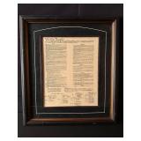 Framed Replica of the United States Constitution