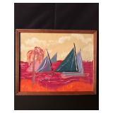 Framed Sailboat Painting