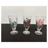 3 Oneida Hand-Painted Glasses