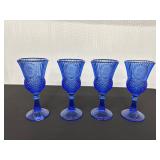 4 Blue Avon Glass Goblets