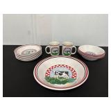 Century Stoneware Cow-Themed Dish Set