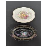 Two Decorative Plates With Floral Designs