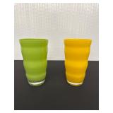 Two Colored Glass Tumblers