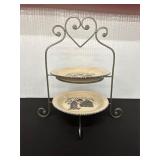 Tiered Plate Stand with Ceramic Plates