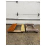 Two Wooden Carpeted Dollies