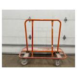 Orange Metal Utility Cart on Four Wheels