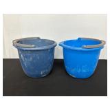 Two Blue Plastic Buckets
