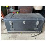 Black Hard-Shell Storage Trunk With Metal Accents