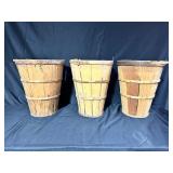 Three Wooden Bushel Baskets