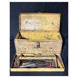 Yellow Metal Toolbox With Assorted Tools